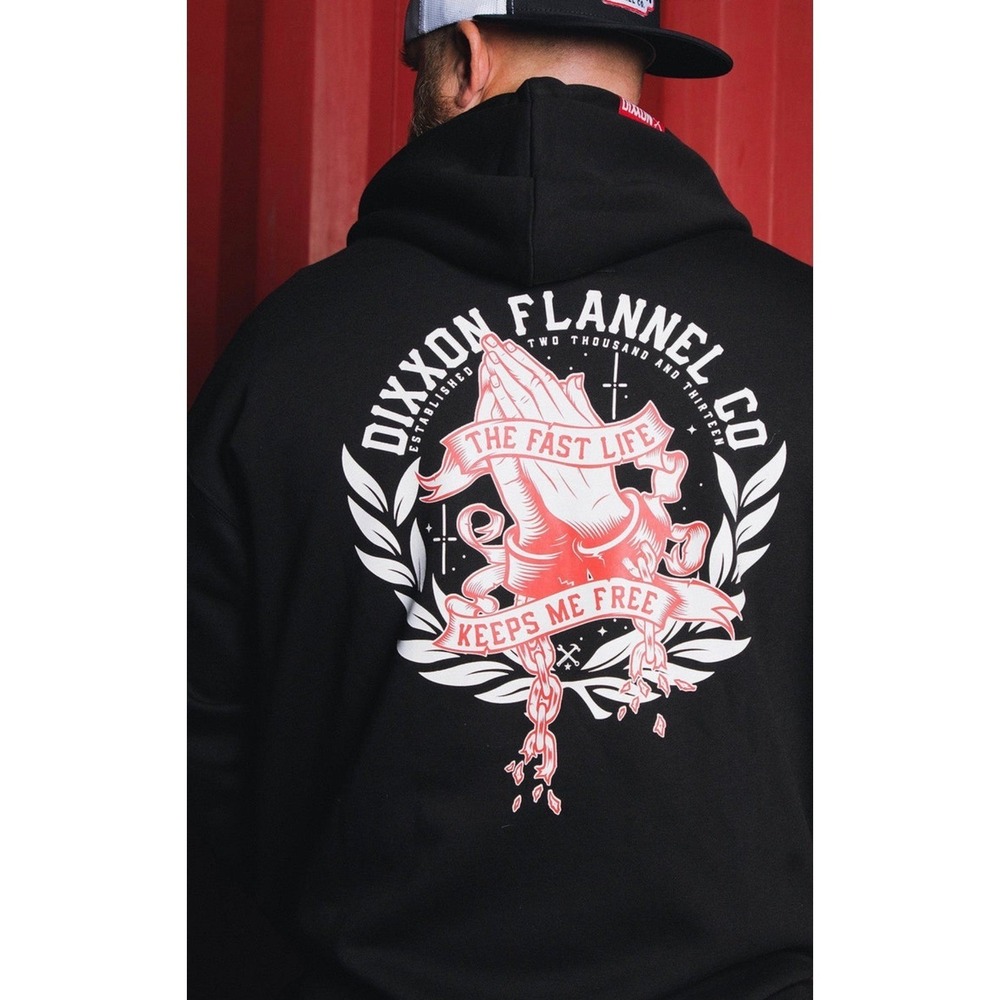 DIXXON Zip Hoodie Mens 2XL White Red Otto Black Hoodie Fast Life Prayer Hands